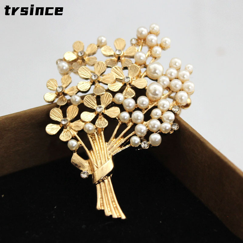 Women Accessories Bouquet - السيدات حساسة باقة اللؤلؤ بروش أزهار