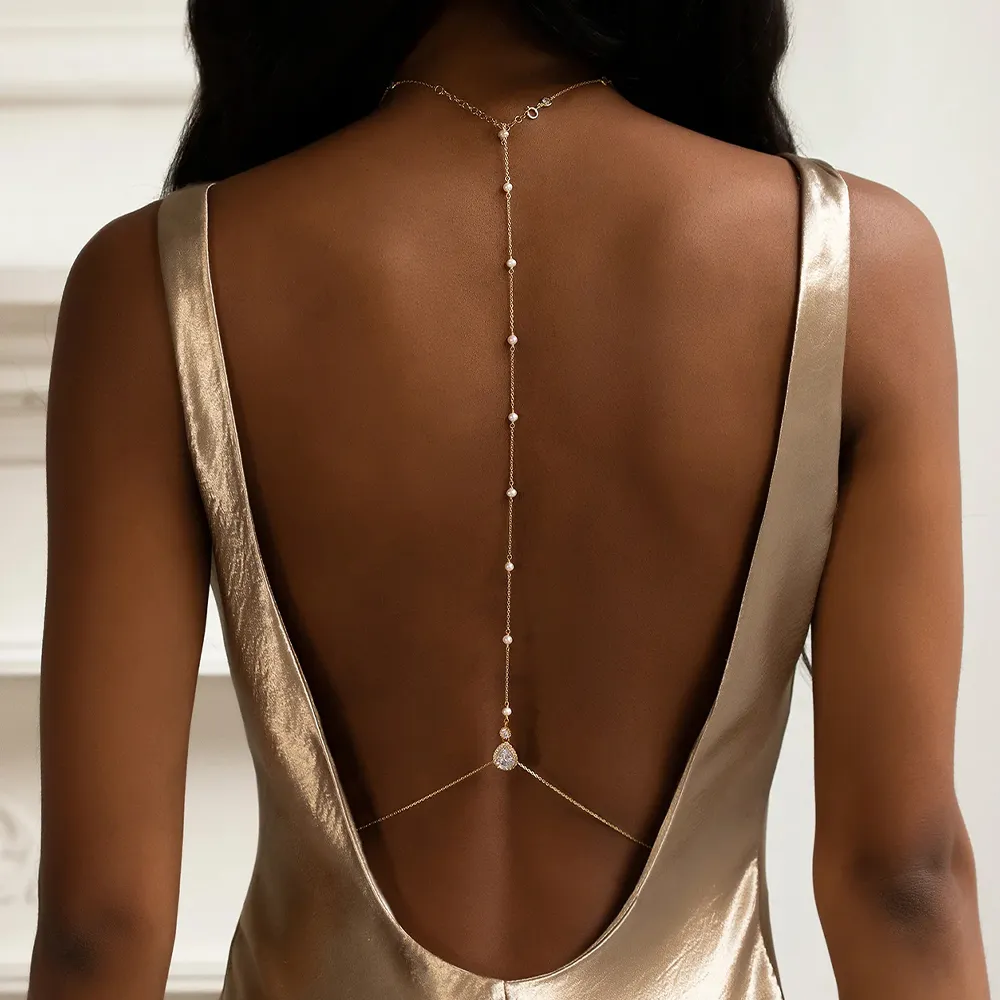 Women Accessories Dropshipping - أزياء الزفاف عودة سلسلة مجوهرات اللؤلؤ