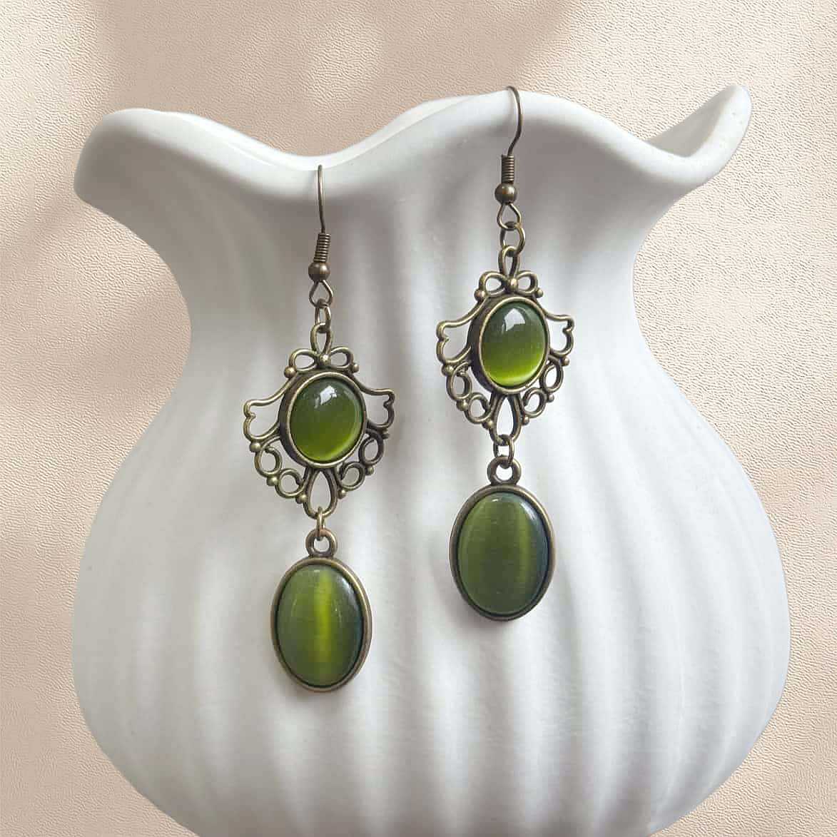 أقراط متدلية من الأوبال الأخضر - مراجعة Women'S Victorian Era Accessories وسعره