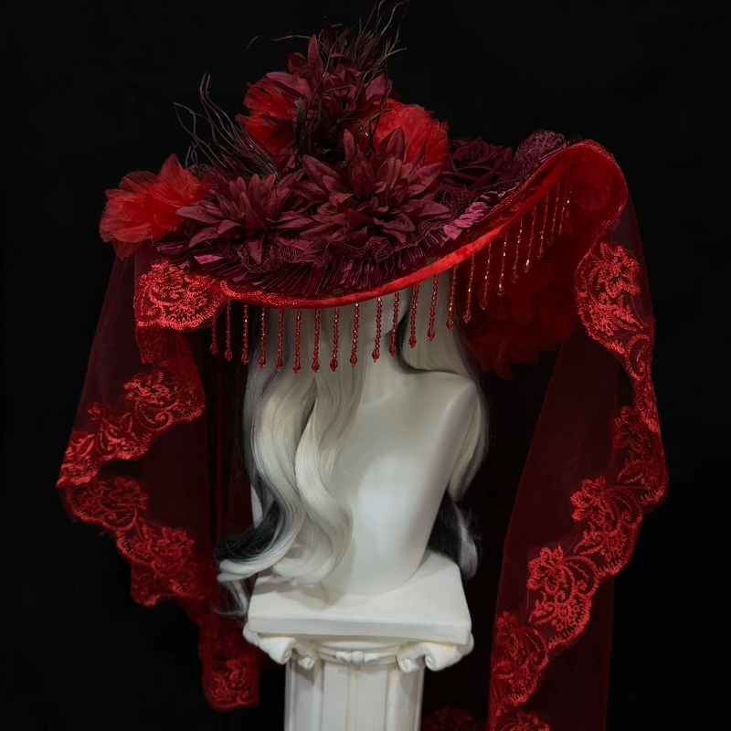 قبعة العازفة الحمراء للنساء، غ - مراجعة Women'S Victorian Era Accessories وسعره