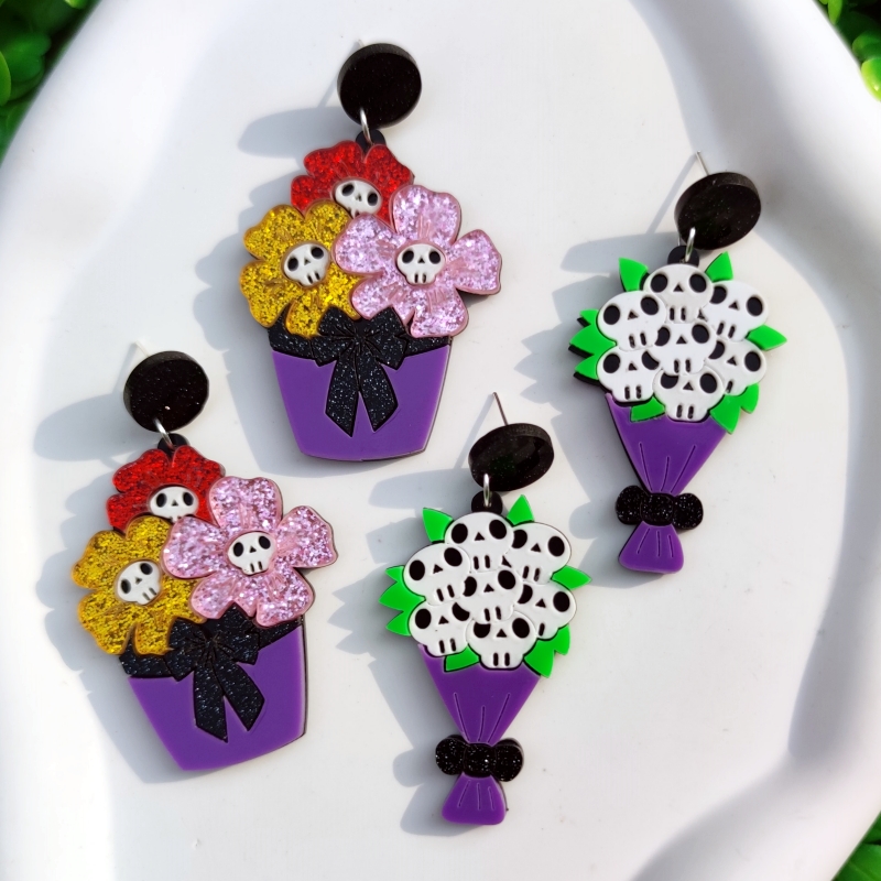 أقراط أكريليك على شكل جمجمة وه - مراجعة Women Accessories Bouquet وسعره